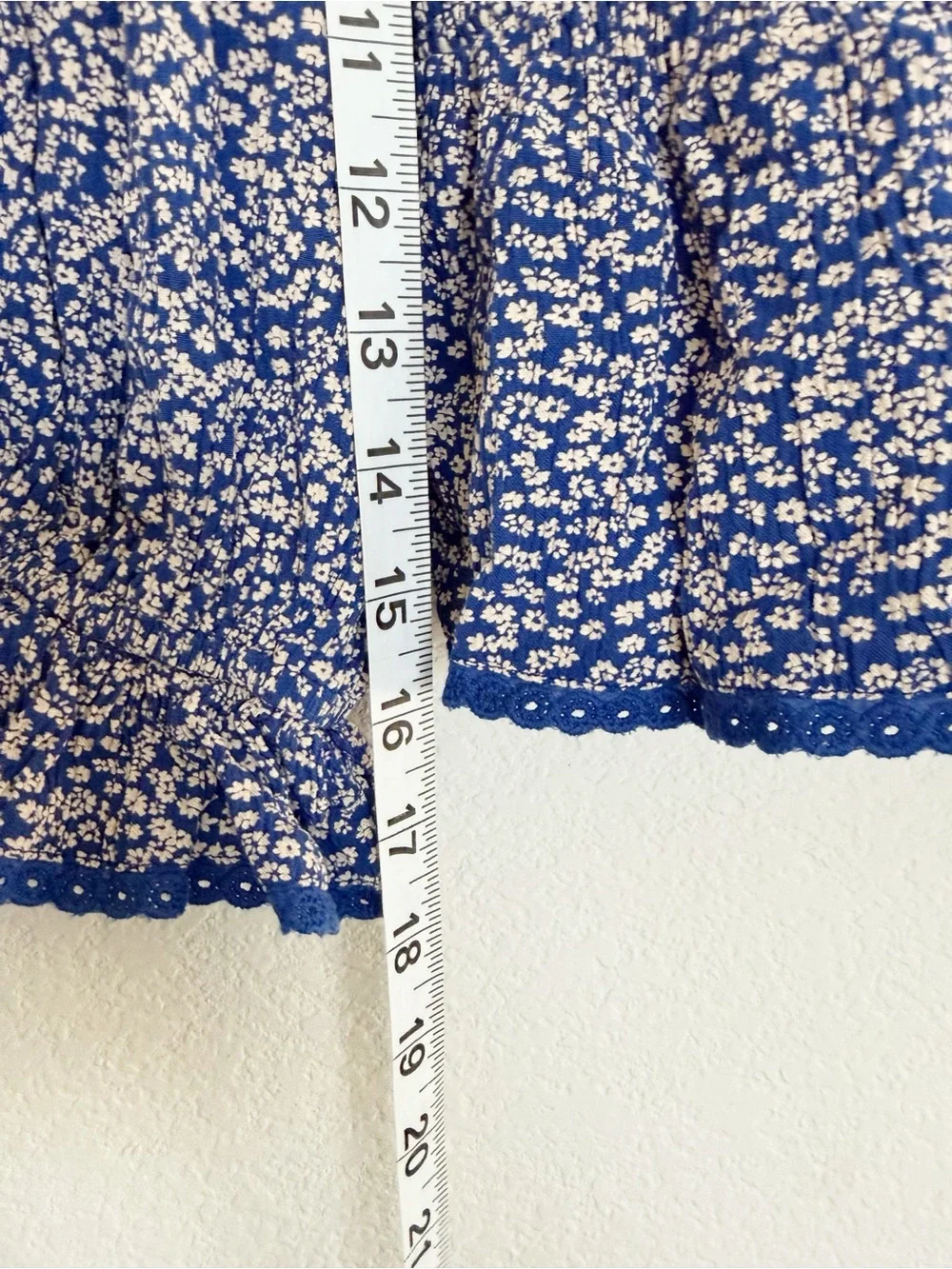 Free People Brittnee Printed Babydoll Top Blue Floral Peasant Smocked Blouse
